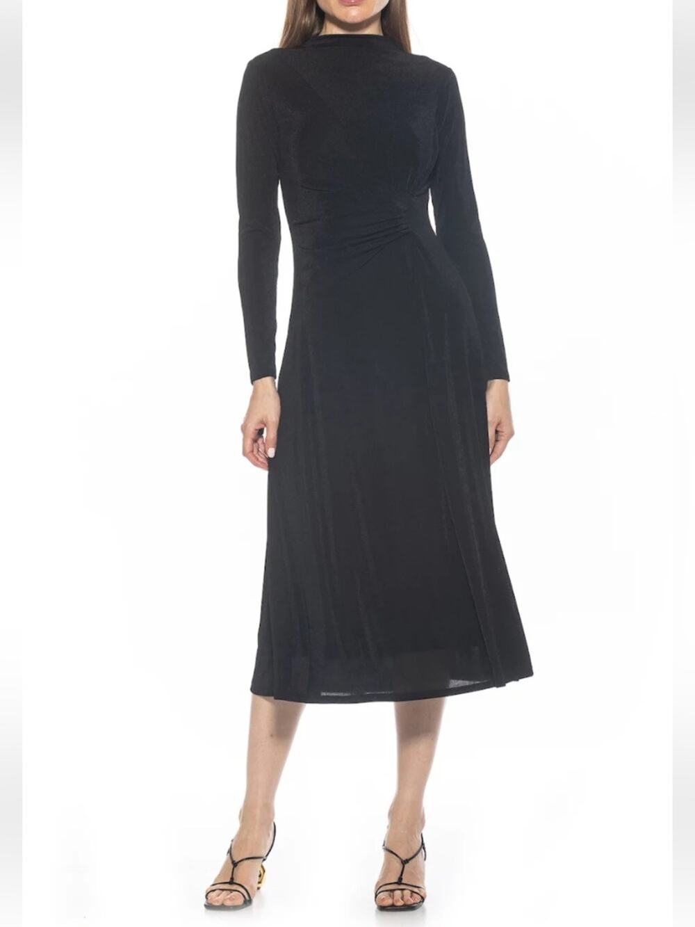Alexia Admor Black Maxi Dress XL Long Sleeve Draped Back Formal NWT Conservative